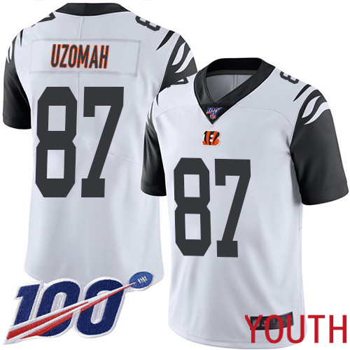 Cincinnati Bengals Limited White Youth C J  Uzomah Jersey NFL Footballl #87 100th Season Rush Vapor Untouchable->youth nfl jersey->Youth Jersey
